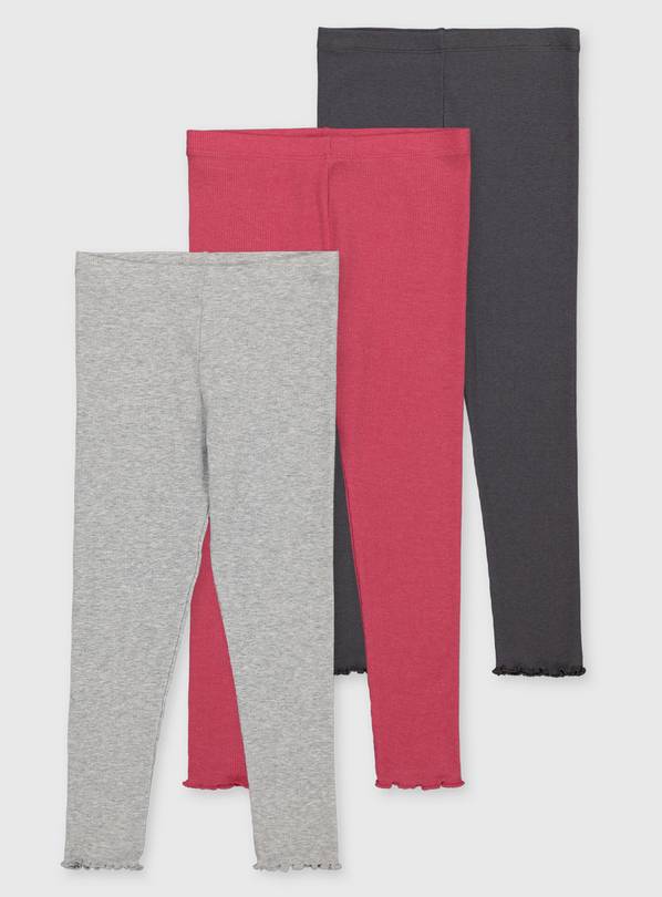 Buy Ribbed Lettuce Hem Leggings 3 Pack 12 years Trousers and leggings Argos